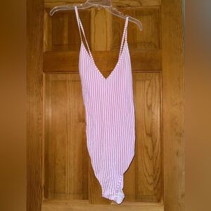 Abercrombie & Fitch Pink Striped One Piece Swimsuit